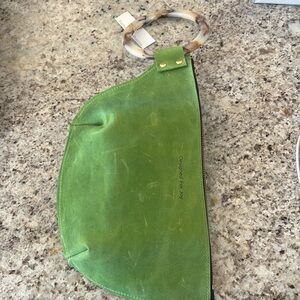 Green Leather Wristlet Clutch – “Designed for Joy New